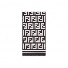 펜디 FENDI 블랙 울 실크 스카프 FXS424A3Q1F0QA1
