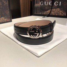 구찌 인터로킹 골드 실버 버클 벨트 2.5cm 370717