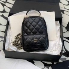 샤넬 23FW 라운드 탑핸들 퀼팅 백팩 블랙 AP3753