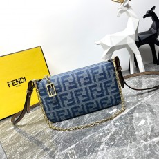 펜디 FF 데님 바게트 체인 파우치백 8BS073