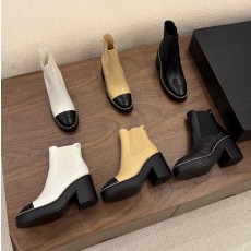 샤넬 25B 송아지 가죽 라운드 앵클 첼시부츠 8CM 블랙 G46706