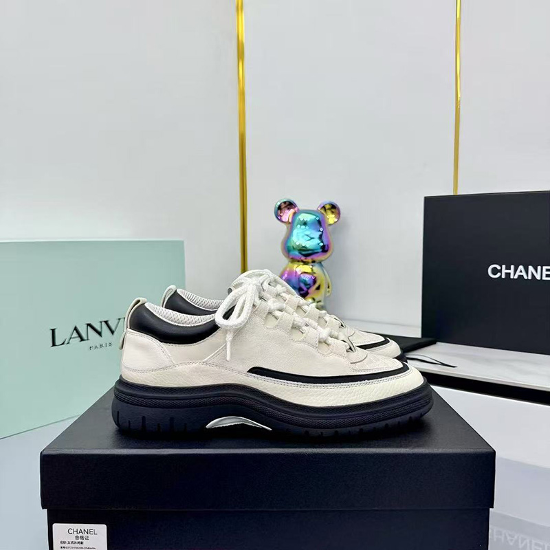 샤넬 25FW 스웨이드 스니커즈 CC로고 운동화 투톤 카프스킨 블랙 화이트 G46258