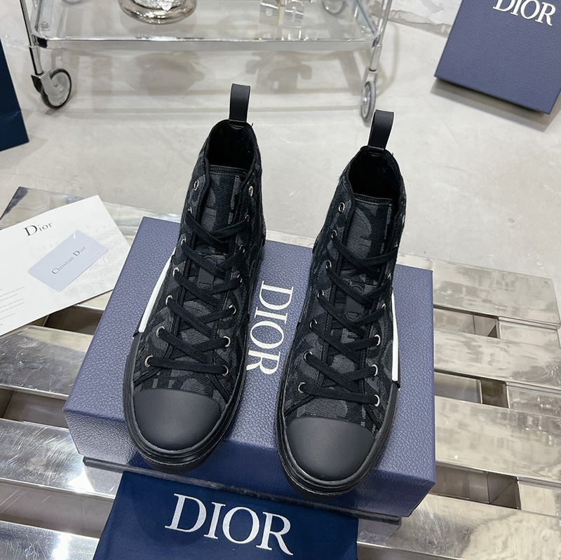 디올 오블리크 하이탑 스니커즈 블랙 남여공용 3SH126ZXX 969