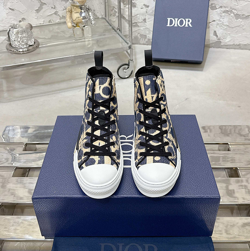 디올 B23 하이탑 스니커즈 남여공용 블루베이지 3SH126ZXX 961