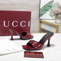 구찌 호르세빗 레더 홀스빗 스퀘어코 스트랩 일자 8.5CM 레드 832468