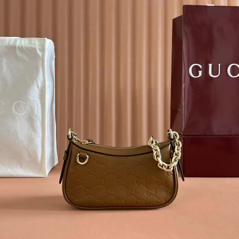 구찌 GG 엠블럼 미니 체인 숄더백 카멜 847091