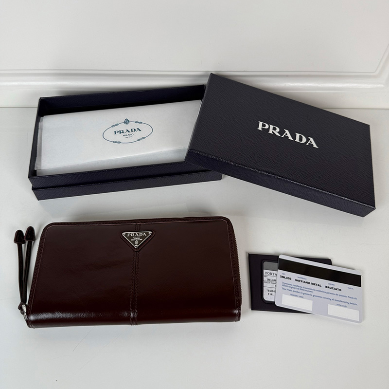 프라다 레더 월렛 금장 은장 2ML059