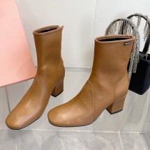 미우미우 가죽 부츠 6.5CM 카멜 5T557E