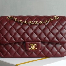 샤넬 클래식 미듐  레드 금장 플랩백  A01112