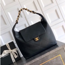 샤넬 맥시 호보 백 유광 카프스킨 블랙 AS5839