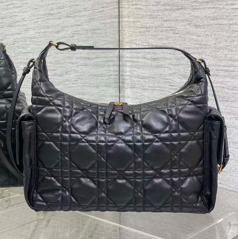 디올 D-Dream 매크로까나쥬 램스킨 라지 숄더백 크로스백 블랙 M6322UUVB