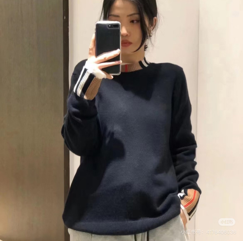 버버리 Eyre 체크 울 캐시미어 여성 니트 블랙 80910381 F