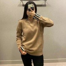 버버리 Eyre 체크 울 캐시미어 여성 니트 카멜 80910381 F