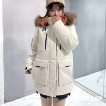 MLB 고프코어 후드 FUR 미드 구스 패딩 남여공용  아이보리 3ADJB0656   F