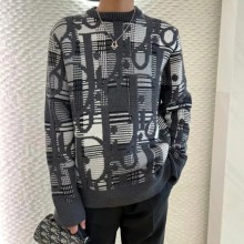 디올 오블리크 자카드 블랙앤그레이 니트 213M658AT377  F