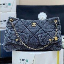 샤넬 25FW 25K 체인 쇼퍼백 CC 포켓 숄더백 2컬러 블랙 램스킨 데님 AS5740