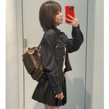 25 FW 미우미우 플레이드 프린트 스냅 버튼 셔츠 MK1970  Y