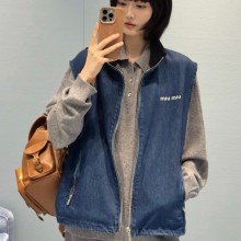 미우미우 캐시미어 데님 블루종 베스트 GWB277  Y