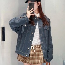 미우미우 여성 플로킹 데님 벨벳 블루종 데님 자켓 GWB280  Y