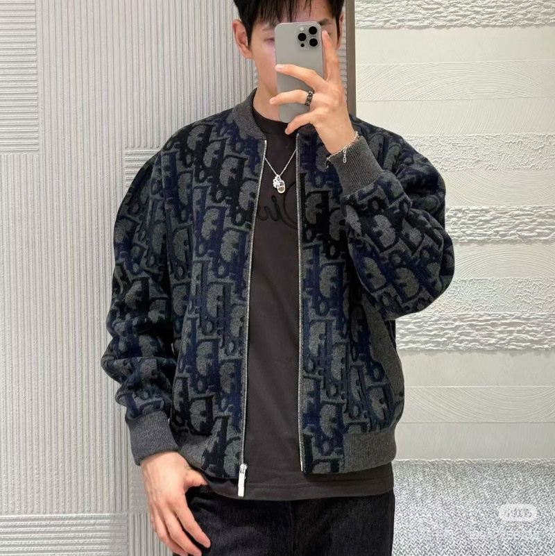 디올 오블리크 울 니트 블루종 자켓 2컬러 613M403A2026  Y