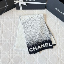 샤넬 스카프 캐시미어, 울 화이트 블랙 AAB243  Y