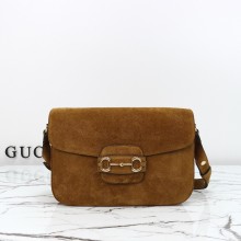 구찌 호스빗 1955 아우라 미디엄 스웨이드 숄더백 836890