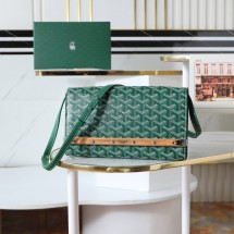 고야드 올드 프린트 탈부착 숄더 플랩 캔버스 가죽 크로스백 그린  MONTECPMLTY51CL51P