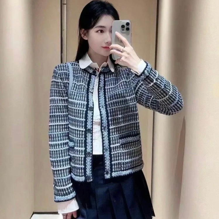 톰브라운 블루 크루넥 가디건 FKC582A  H