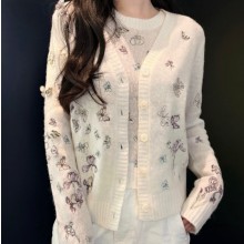 디올 가디건 자수 트윈셋트 캐시미어 실크니트 614W01A4028  H