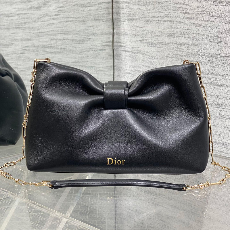디올 보우 리본 백 미디엄 램스킨 블랙 M0714OUQO_M900