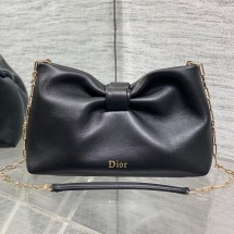 디올 보우 리본 백 미디엄 램스킨 블랙 M0714OUQO_M900