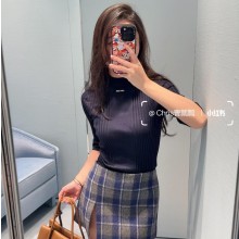 미우미우니트 골지 니트 울 스웨터 네이비 MML02L  H