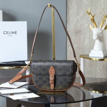 셀린느 폴코 숄더백 트리옹프 캔버스 카프스킨 탠 122652GTL