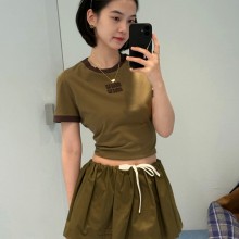 미우미우 반팔 티셔츠 밀리터리 카카오 MJNA15 D