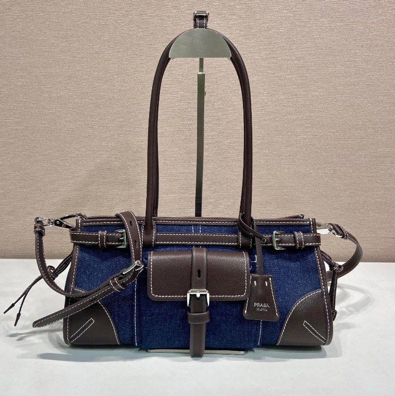 프라다 26SS 보니 미디엄 스웨이드 가죽  핸드백 1BA426