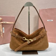 미우미우 브라운 스웨이드 애비뉴 숄더백 5BC182