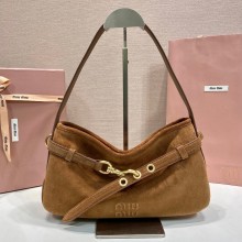 미우미우 브라운 스웨이드 애비뉴 숄더백 5BC182