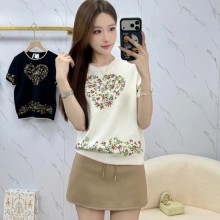 디올 Dioramour 반소매 자수 스웨터 624S42A1018  H