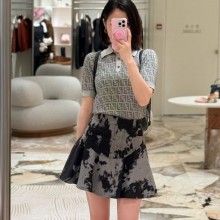 펜디 그레이 FF 자카드 폴로 셔츠 FZXE38AYM1F1UPW  H