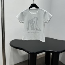 알렉산더왕 SS26 오리지널 핫픽스 컷팅 라운드넥 반팔 여성 티셔츠 1CC2261308100  H