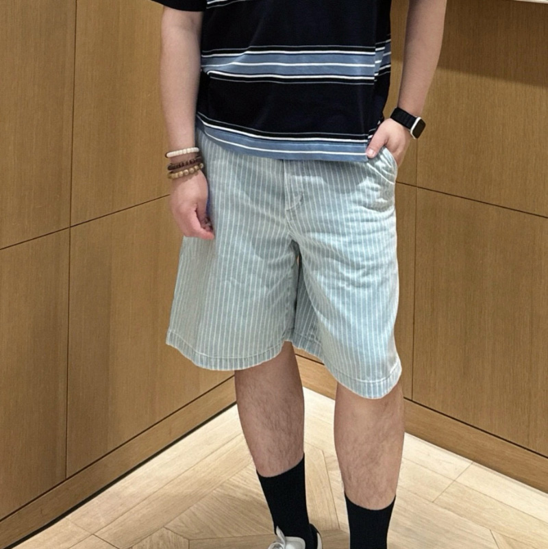 디올  스트라이프 코튼 트윌 버뮤다 팬츠 593D186A3017  H