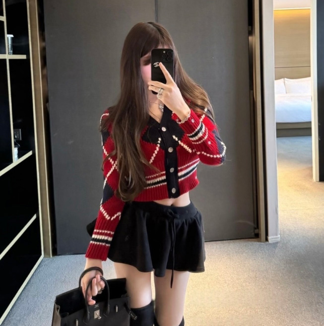 톰브라운 26 SS 여성 아가일 인타르시아 메리노 울 가디건 FKC679BY102  H