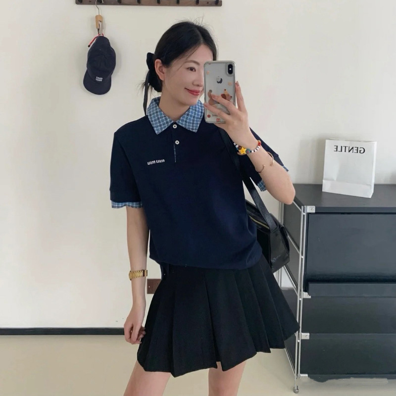 미우미우 레이어드 폴로 티셔츠 MJN555  H