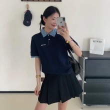 미우미우 레이어드 폴로 티셔츠 MJN555  H