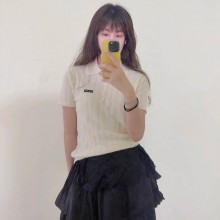 미우미우 캐시미어 및 실크 폴로 스웨터 MMLA39-159H  H