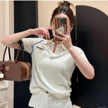 미우미우 면 니트 폴로 셔츠  MMLB39  H