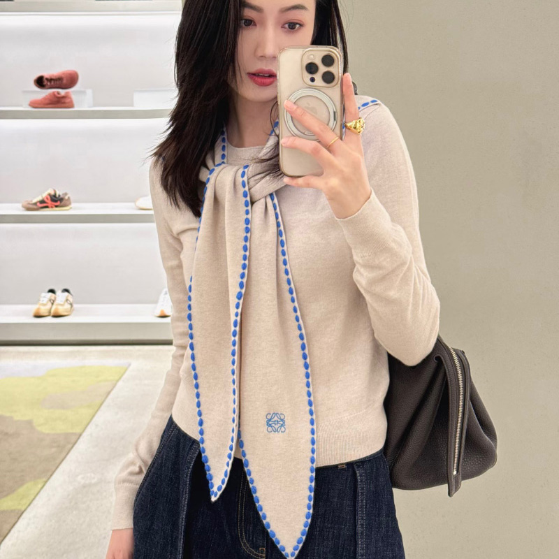 로에베 샌드 울 블렌드 스카프 스웨터 S359Y14KI6  H