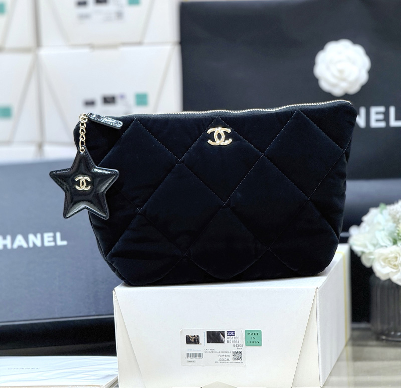 샤넬 스몰 케이스 벨벳 나일론 블랙 AP4847