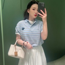 프라다 스트라이프 피케 반팔 폴로 3960916WC H