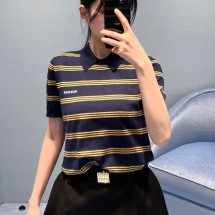 미우미우 스트라이프 폴로 탑 MMLA18  H